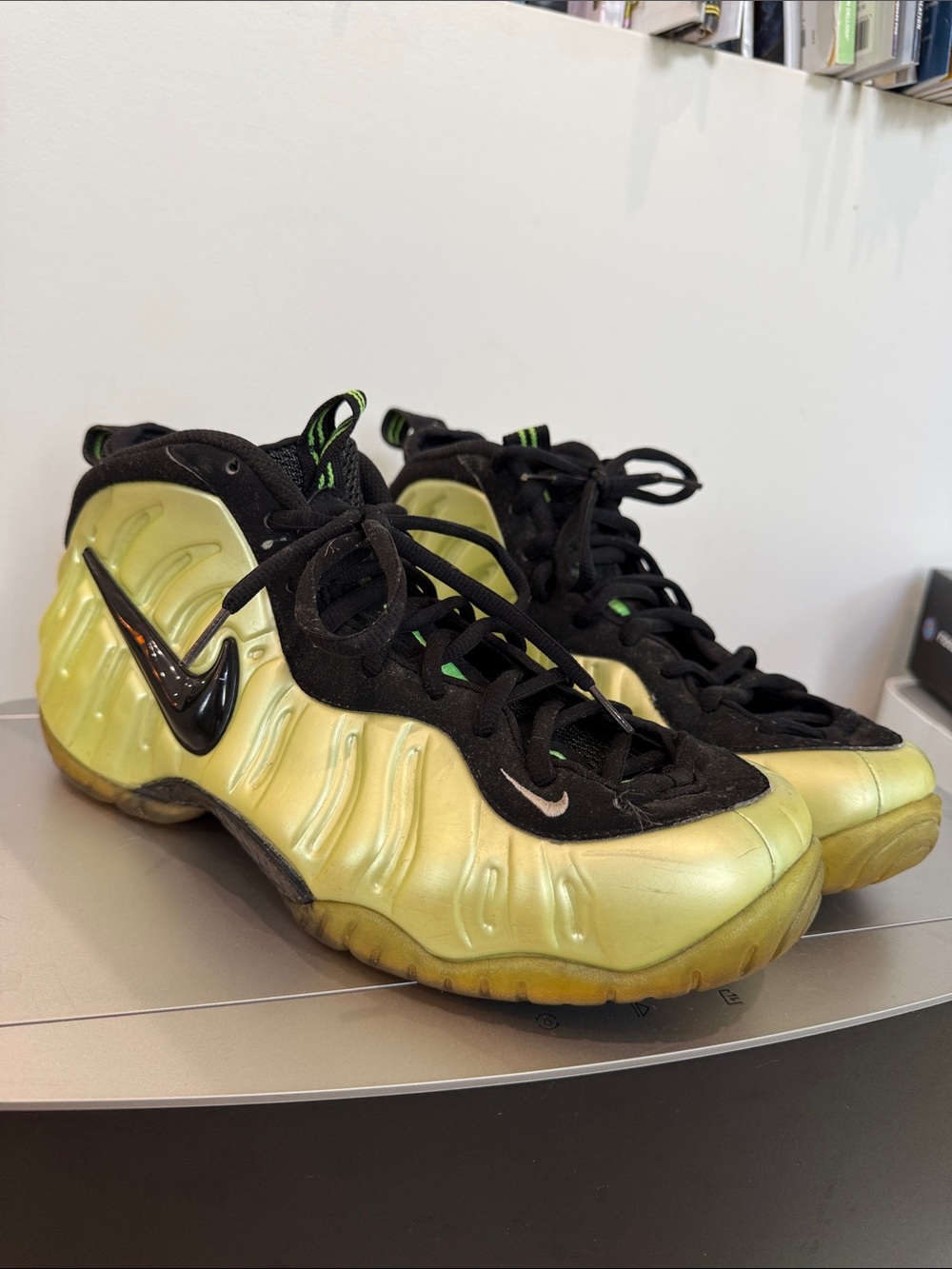Nike air foamposite pro “electric green”/volt colorway.
